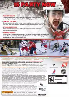 NHL 2K10 (USA) box cover back